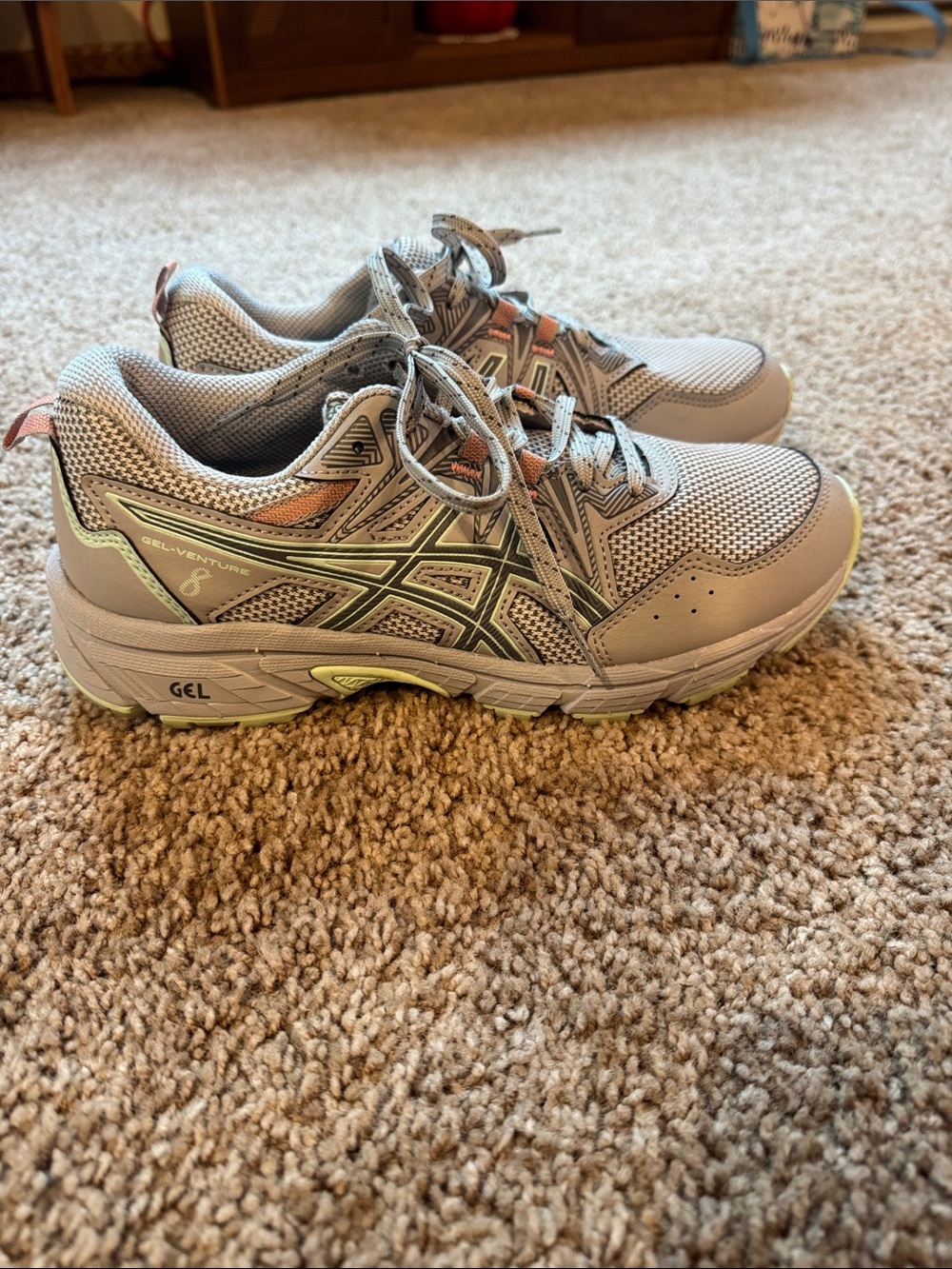 ASICS Women's Gray Mesh Athletic Sneakers with Mint and Coral Accents